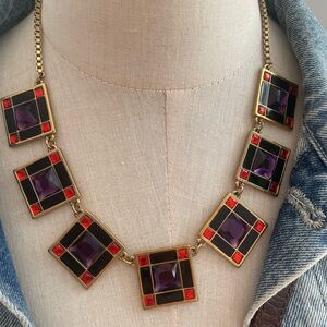 Kate spade geometric crystal and enamel necklace